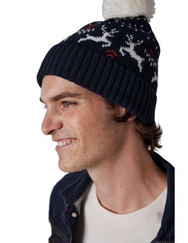 K-KP512-WINTER BEANIE WITH REINDEER DESIGN